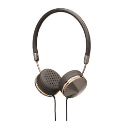Frends The Layla On-Ear Leather Headphones with 3 Button Mic/ Remote & Zip Up Carry Case Gun Metal